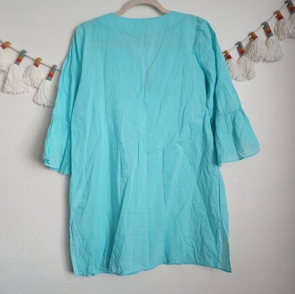 Lilly Pulitzer Piet Embroidered Coverup Tunic Dress Light Aqua Lagenlook Beach S - Picture 6 of 11